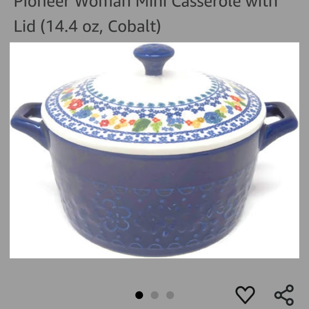 Pioneer Woman Mini Casserole Dish Floral Blue Ceramic Casserole Dish